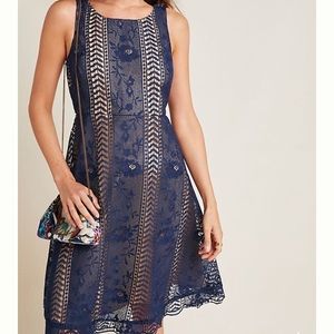 Anthro Georgia Mini Lace Navy dress NWT size 14